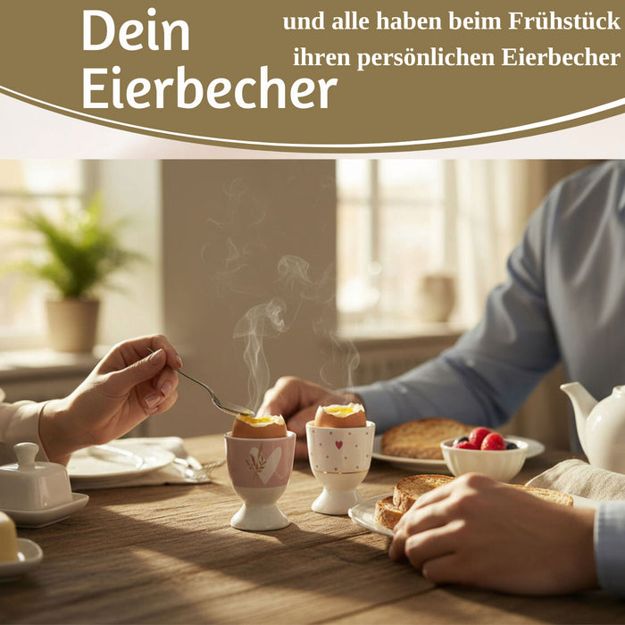 Eierbecher Echt-Gold Motiv "Herz mit Strauß" Gute Laune Eierhalter