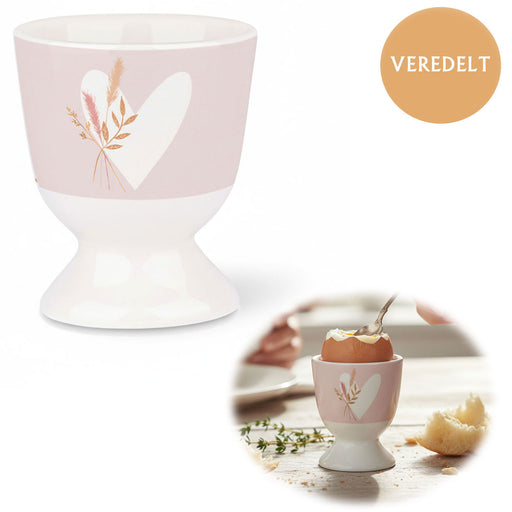 Eierbecher Echt-Gold Motiv "Herz mit Strauß" Gute Laune Eierhalter