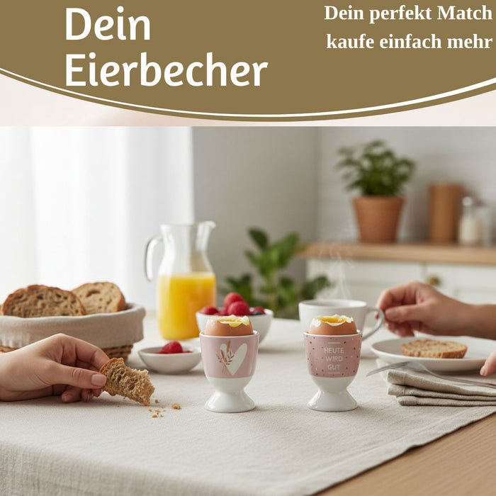 Eierbecher Echt-Gold Spruch "HEUTE WIRD GUT" Gute Laune Eierhalter