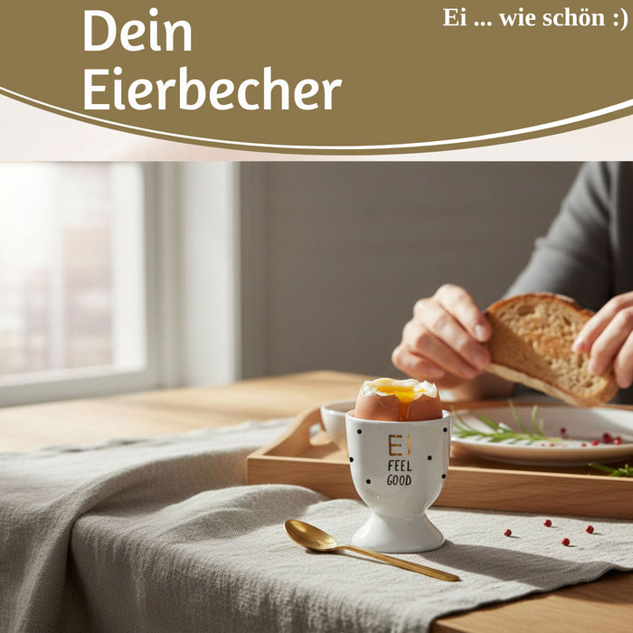 Eierbecher Echt-Gold Spruch "EI FEEL GOOD" Gute Laune Eierhalter