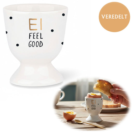 Eierbecher Echt-Gold Spruch "EI FEEL GOOD" Gute Laune Eierhalter