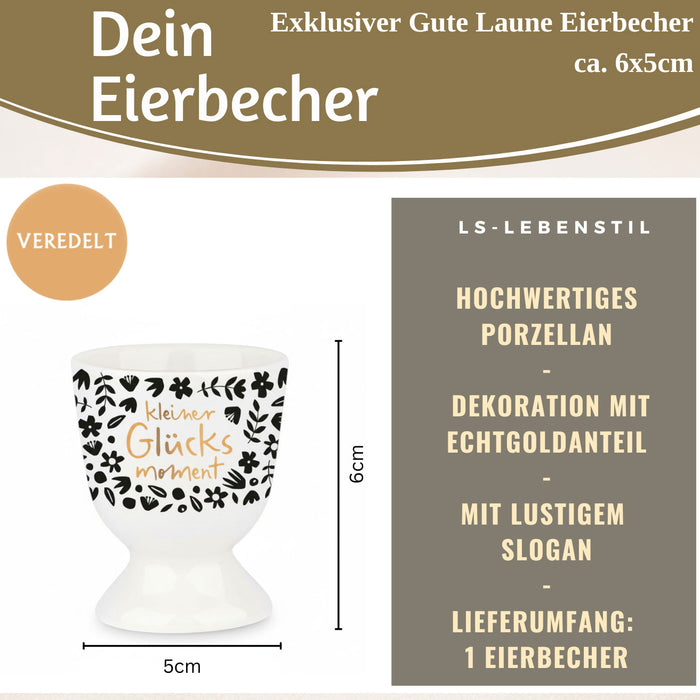 Eierbecher Echt-Gold Spruch "kleiner Glücksmoment" Gute Laune Eierhalter