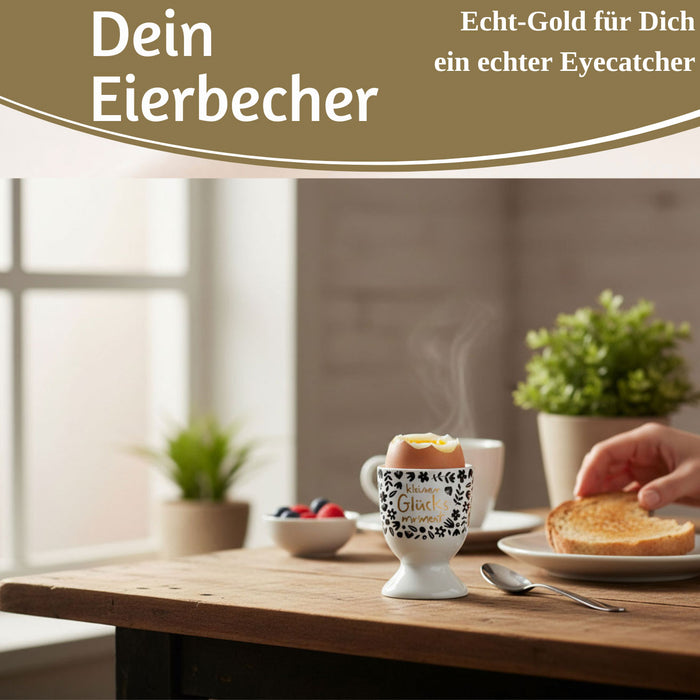 Eierbecher Echt-Gold Spruch "kleiner Glücksmoment" Gute Laune Eierhalter