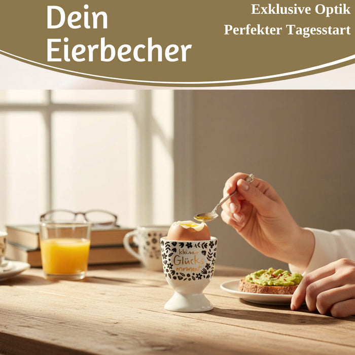 Eierbecher Echt-Gold Spruch "kleiner Glücksmoment" Gute Laune Eierhalter