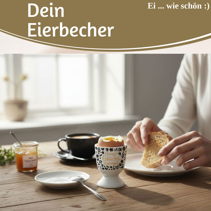 Eierbecher Echt-Gold Spruch "kleiner Glücksmoment" Gute Laune Eierhalter