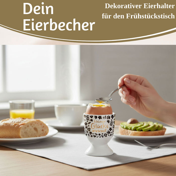 Eierbecher Echt-Gold Spruch "kleiner Glücksmoment" Gute Laune Eierhalter