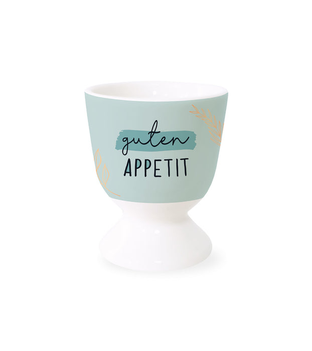 Eierbecher Echt-Gold Spruch "Guten Appetit" Gute Laune Eierhalter