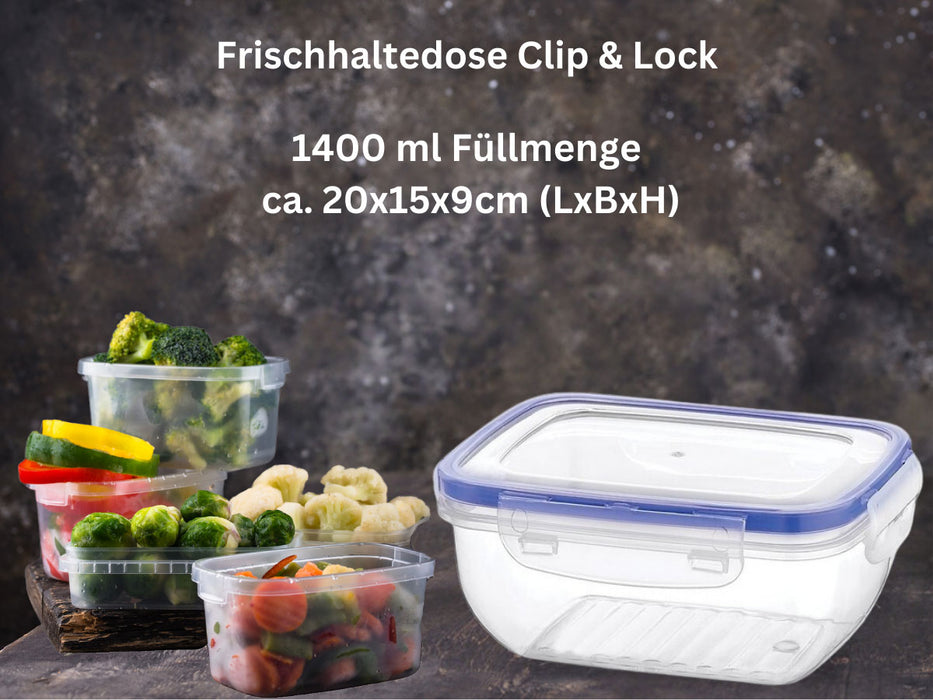 KI-generiertes Bild,Frischhaltedose Clip & Lock 1400ml mit Deckel Lebensmittel Mikrowelle Gefrierbox