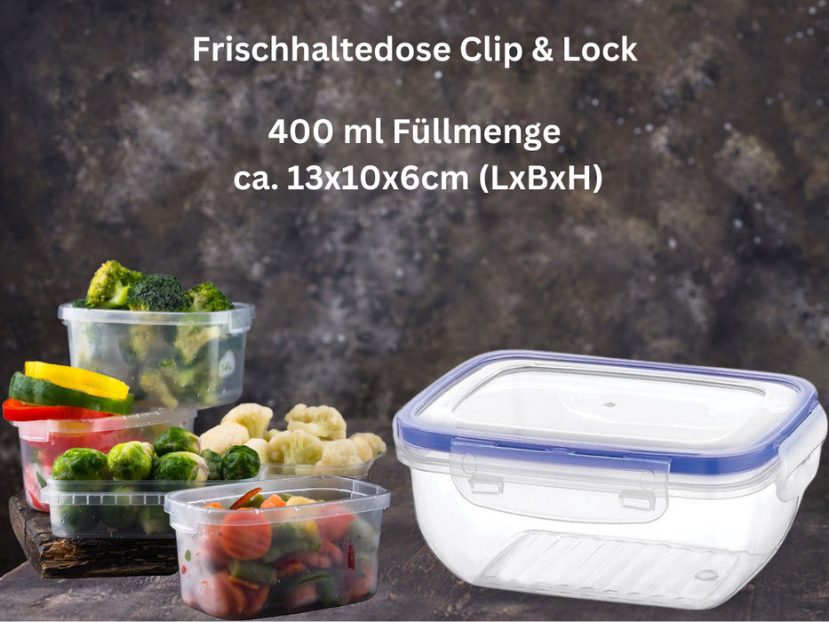 Frischhaltedose Clip & Lock 400ml mit Deckel Lebensmittel Mikrowelle Gefrierbox