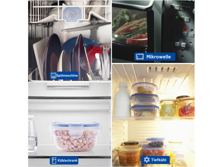 Frischhaltedose Clip & Lock 800ml Rund mit Deckel Lebensmittel Mikrowelle Gefrierbox