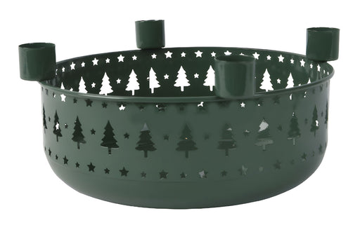 Kerzenschale Metall 23cm Rund Grün Dunkel Stabkerzen Kerzenständer Kerzenleiste