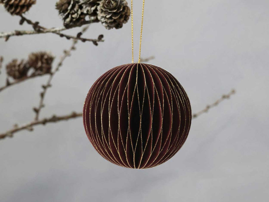 2x Wabenball Alt-Rosa Bordeaux 8cm Papierkugel Honeycomb Deko Party Weihnachten