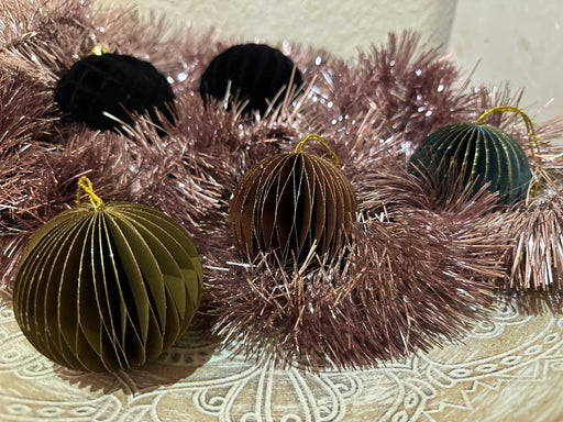 KI-generiertes Bild,3x Wabenball Petrol Grün Braun 6cm Papierkugel Honeycomb Deko Party Weihnachten