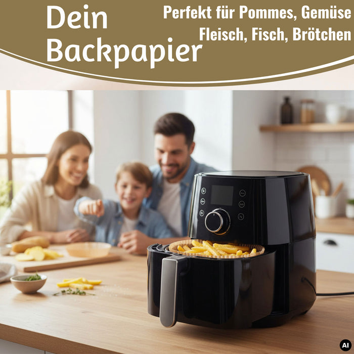 KI-generiertes Bild,Backpapier Rund 20cm Set 100 Stück FSC für Airfryer Heißluftfritteuse Zubehör