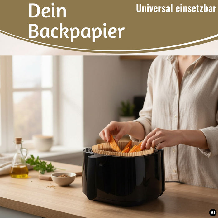 KI-generiertes Bild,Backpapier Rund 20cm Set 100 Stück FSC für Airfryer Heißluftfritteuse Zubehör