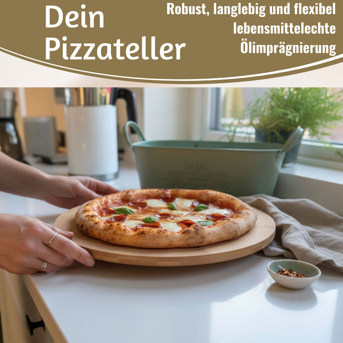 XL Holz Servierplatte Drehteller 35cm Bambus drehbar Drehtablett Drehplatte