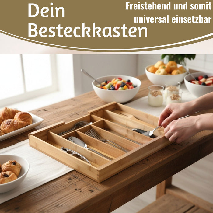 Holz Schubladeneinsatz Besteckkasten 28-45cm ausziehbar Besteckbox Org — LS-LebenStil