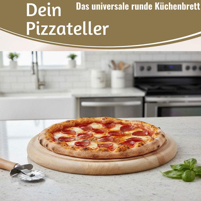 KI-generiertes Bild,Holz Fleischteller Servierteller 25cm Birke Rund Schneidebrett Vesperbrett