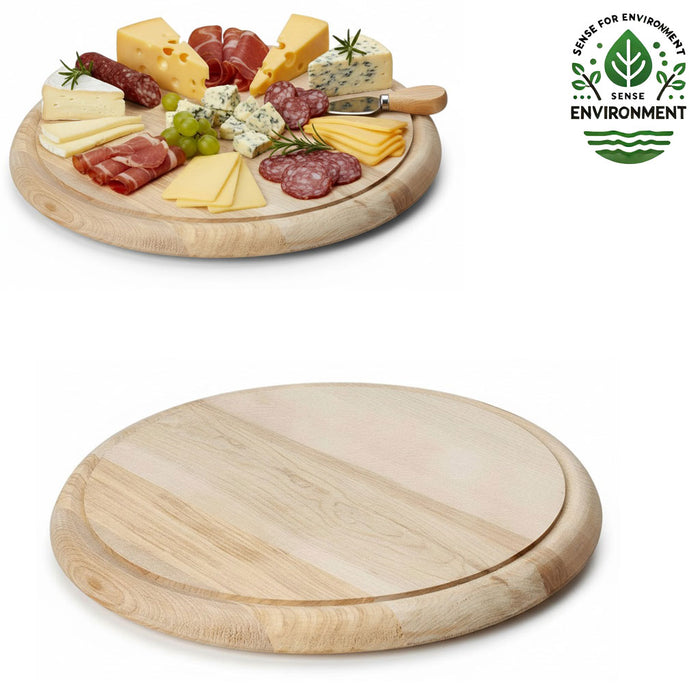 KI-generiertes Bild Holz Fleischteller Servierteller 25cm Birke Rund Schneidebrett Vesperbrett