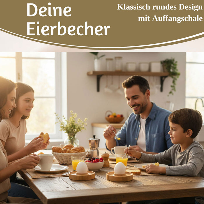 Holz Eierbecher 4´er Set Bambus Nachhaltig Eierhalter Eihalter Dipschale
