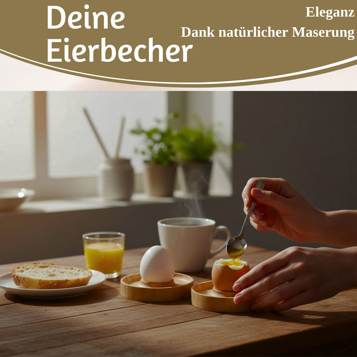 Holz Eierbecher 4´er Set Bambus Nachhaltig Eierhalter Eihalter Dipschale