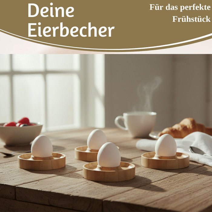 Holz Eierbecher 4´er Set Bambus Nachhaltig Eierhalter Eihalter Dipschale