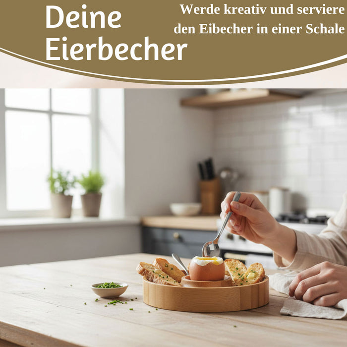Holz Eierbecher 4´er Set Bambus Nachhaltig Eierhalter Eihalter Dipschale