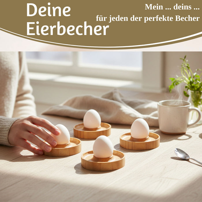 Holz Eierbecher 4´er Set Bambus Nachhaltig Eierhalter Eihalter Dipschale