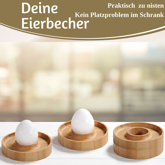 Holz Eierbecher 4´er Set Bambus Nachhaltig Eierhalter Eihalter Dipschale