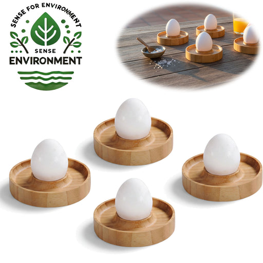 Holz Eierbecher 4´er Set Bambus Nachhaltig Eierhalter Eihalter Dipschale