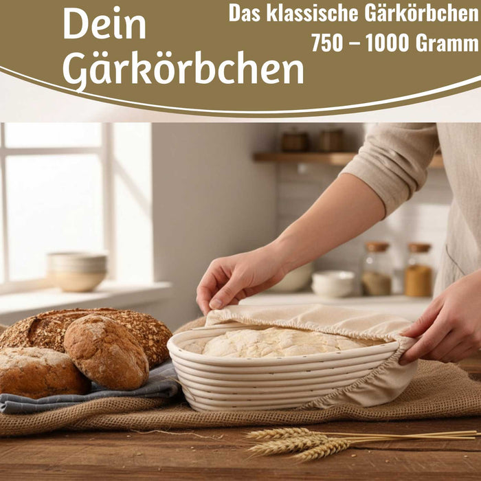 KI-generiertes Bild,Gärkörbchen Gärkorb Oval 28x15x8cm Peddigrohr Brotform Leineneinsatz Brotkorb