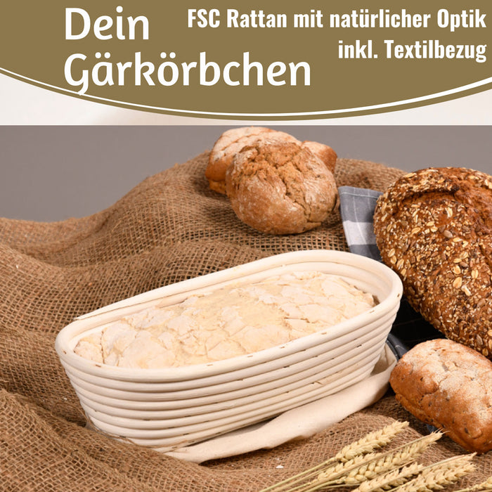 KI-generiertes Bild,Gärkörbchen Gärkorb Oval 28x15x8cm Peddigrohr Brotform Leineneinsatz Brotkorb