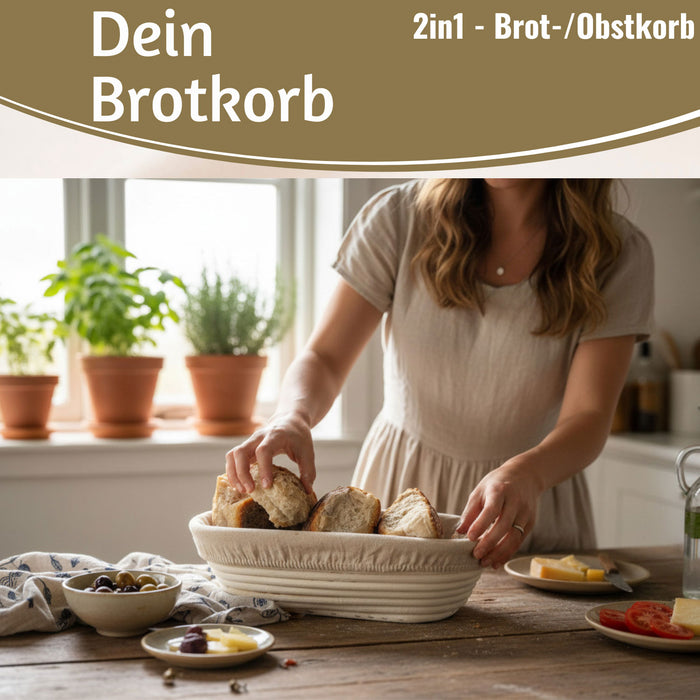 KI-generiertes Bild,Gärkörbchen Gärkorb Oval 35x15x8cm Peddigrohr Brotform Leineneinsatz Brotkorb