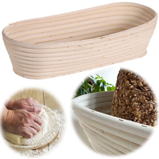 KI-generiertes Bild Gärkörbchen Gärkorb Oval 35x15x8cm Peddigrohr Brotform Leineneinsatz Brotkorb