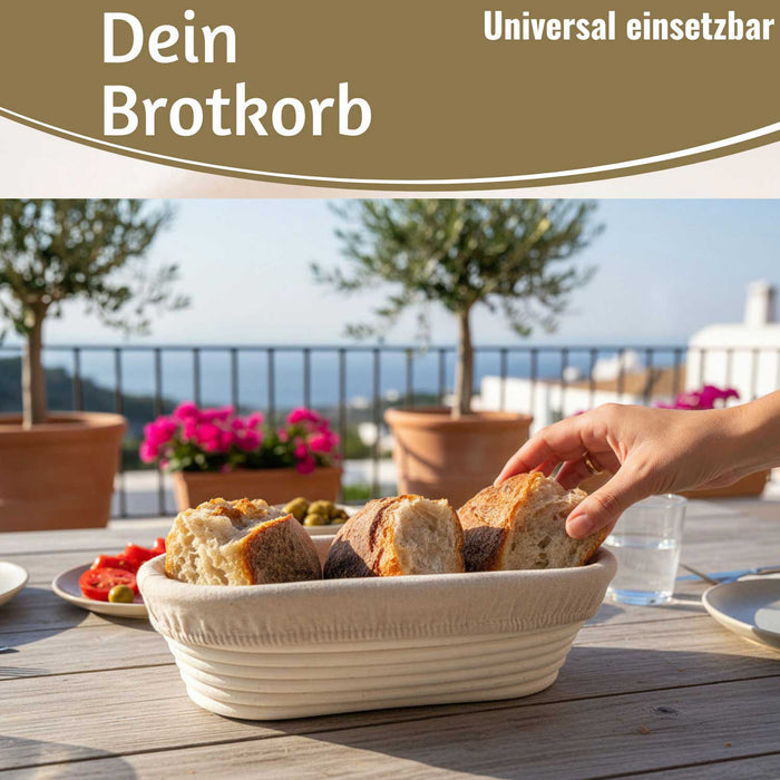 Gärkörbchen Gärkorb Oval 28x15x8cm Peddigrohr Brotform Leineneinsatz Brotkorb