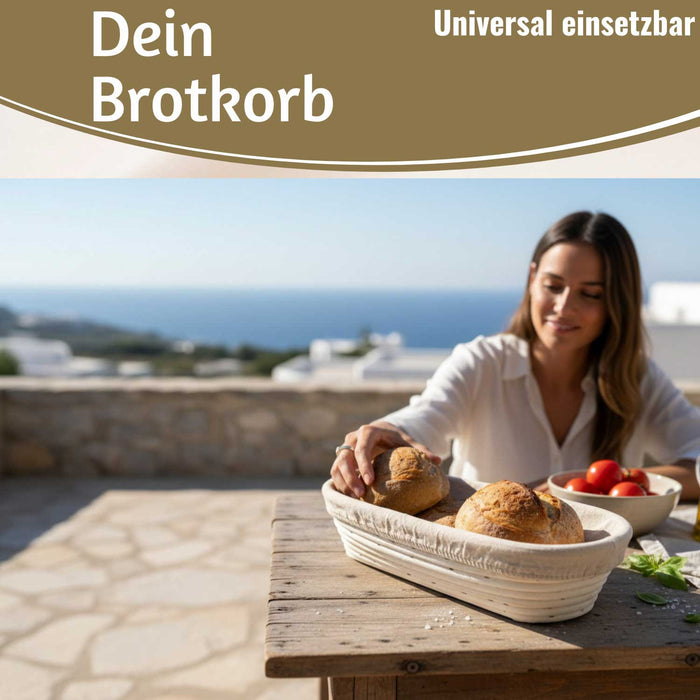 Gärkörbchen Gärkorb Oval 35x15x8cm Peddigrohr Brotform Leineneinsatz Brotkorb