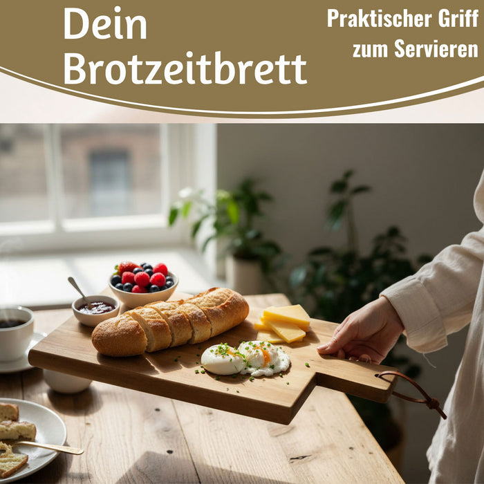 KI-generiertes Bild,Holz Griffbrett Servierbrett 45cm Akazie XL Eckig Schneidebrett Tranchierbrett