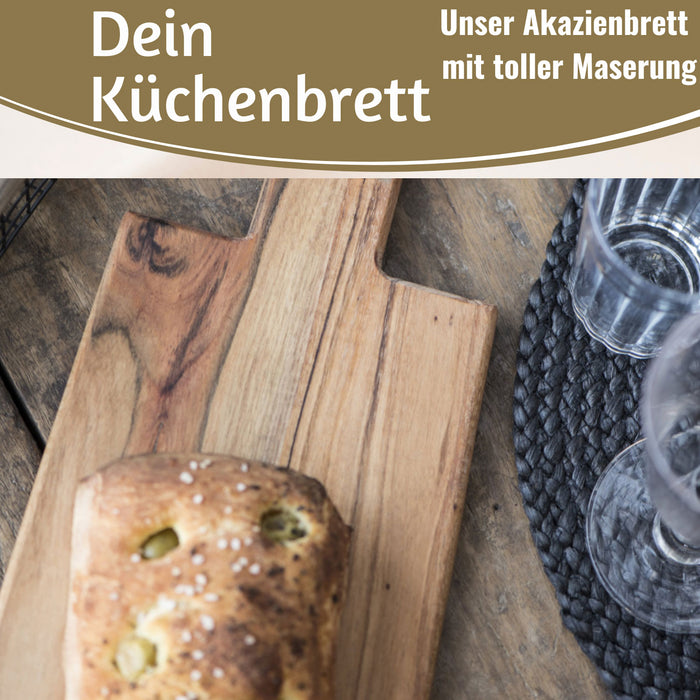 KI-generiertes Bild,Holz Griffbrett Servierbrett 35cm Akazie Eckig Schneidebrett Tranchierbrett