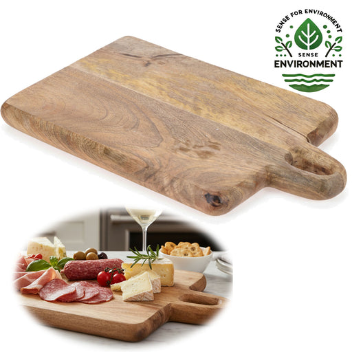 Mango Holz Schneidebrett mit Griff 38cm Vesperbrett Tranchierbrett Massiv