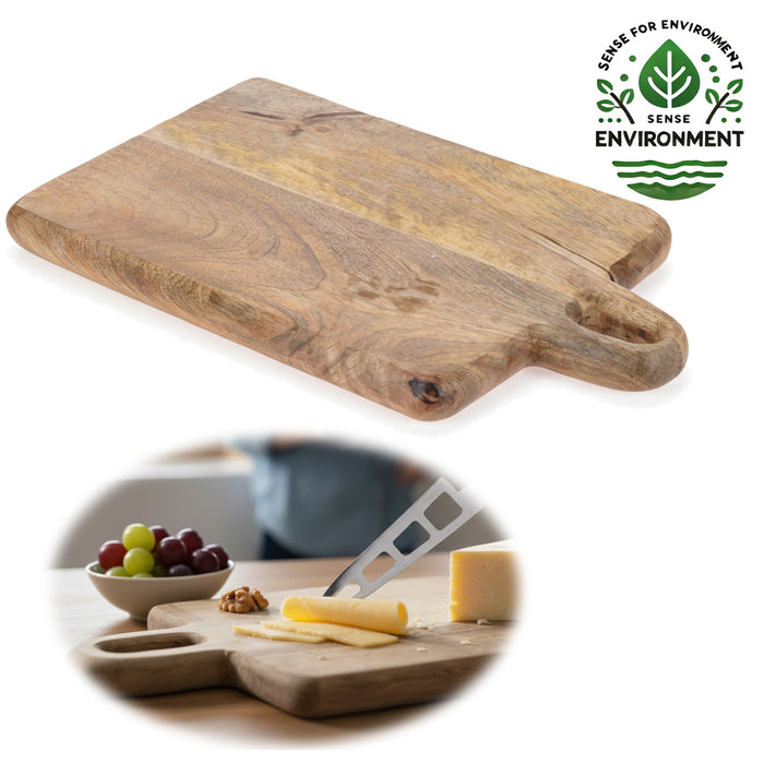 Mango Holz Schneidebrett mit Griff 32cm Vesperbrett Tranchierbrett Massiv