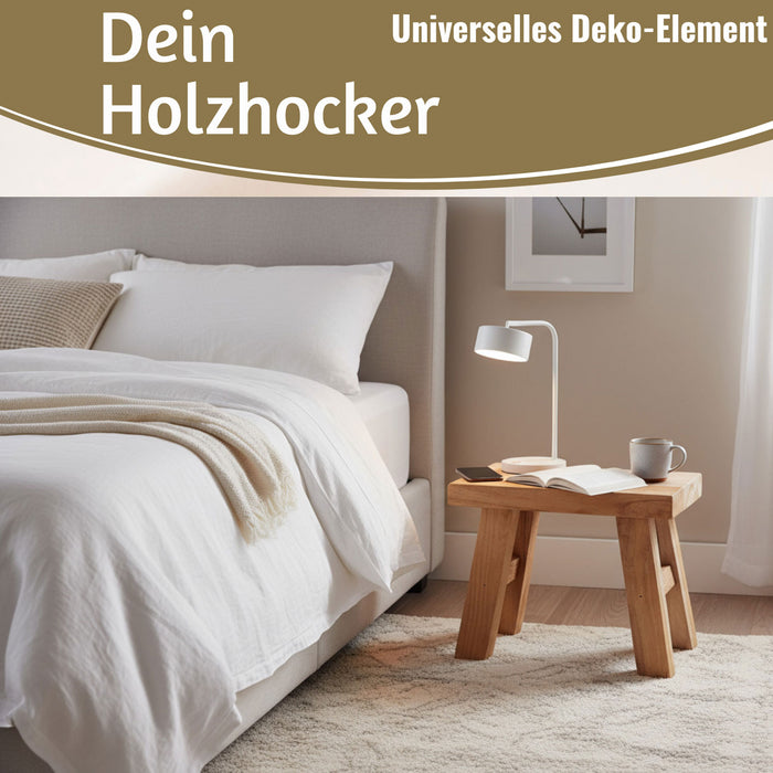 KI-generiertes Bild,Vintage Holz Fußhocker Braun Rustic 24cm Tritthocker Schemel Fußbank Bänkchen