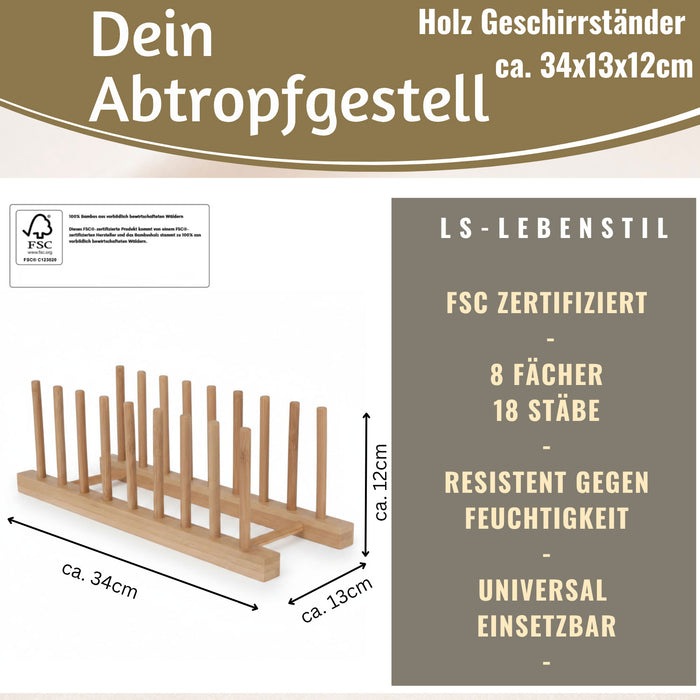 KI-generiertes Bild,Holz Abtropfgestell 34cm Bambus Abtropfgitter Abtropfständer Geschirrhalter