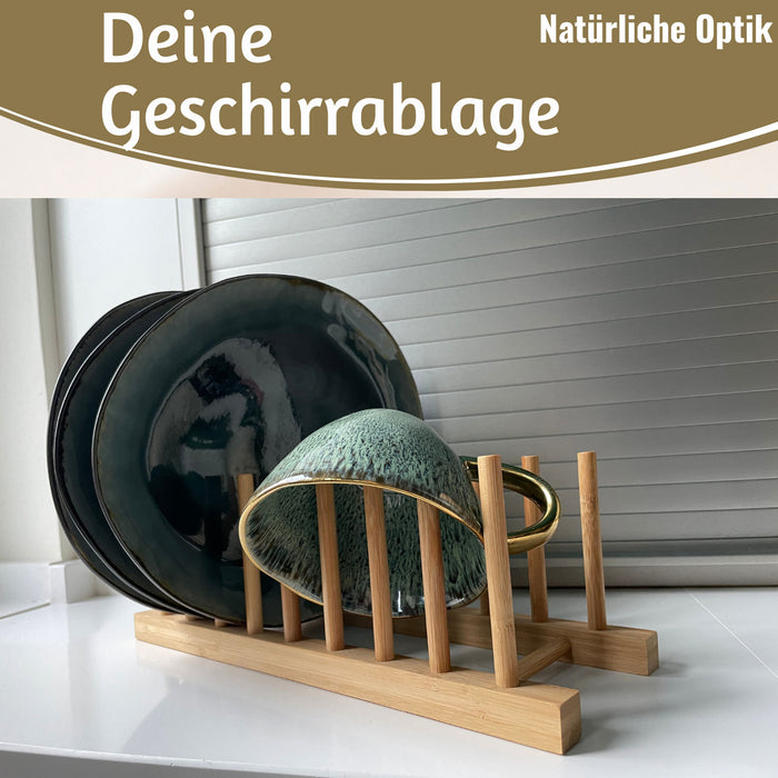 KI-generiertes Bild,Holz Abtropfgestell 34cm Bambus Abtropfgitter Abtropfständer Geschirrhalter