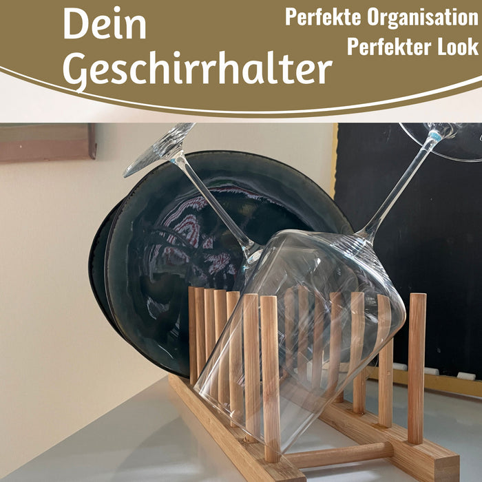 KI-generiertes Bild,Holz Abtropfgestell 34cm Bambus Abtropfgitter Abtropfständer Geschirrhalter