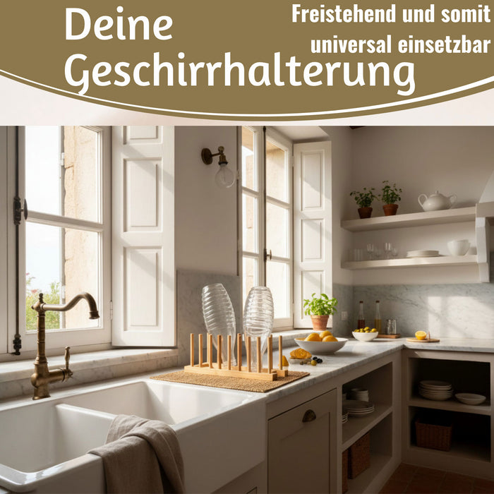 KI-generiertes Bild,Holz Abtropfgestell 34cm Bambus Abtropfgitter Abtropfständer Geschirrhalter