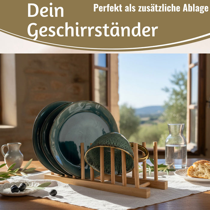 KI-generiertes Bild,Holz Abtropfgestell 34cm Bambus Abtropfgitter Abtropfständer Geschirrhalter