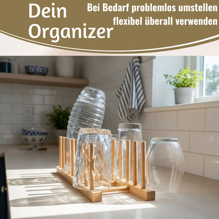 KI-generiertes Bild,Holz Abtropfgestell 34cm Bambus Abtropfgitter Abtropfständer Geschirrhalter