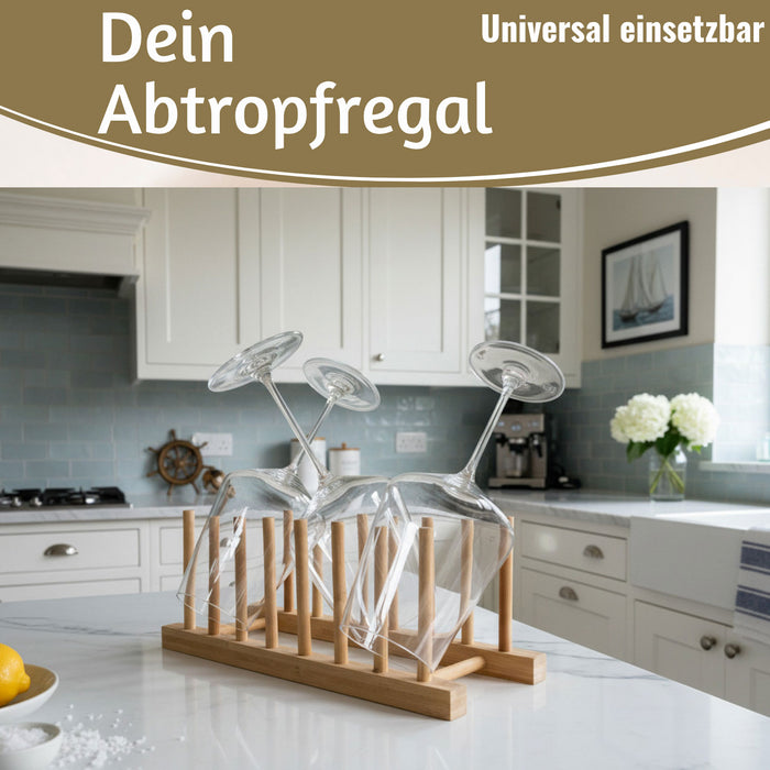 KI-generiertes Bild,Holz Abtropfgestell 34cm Bambus Abtropfgitter Abtropfständer Geschirrhalter
