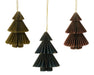 3x Papier Tannenbaum Petrol Grün Braun 8cm Deko-Hänger Weihnachten