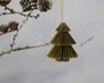 3x Papier Tannenbaum Petrol Grün Braun 8cm Deko-Hänger Weihnachten